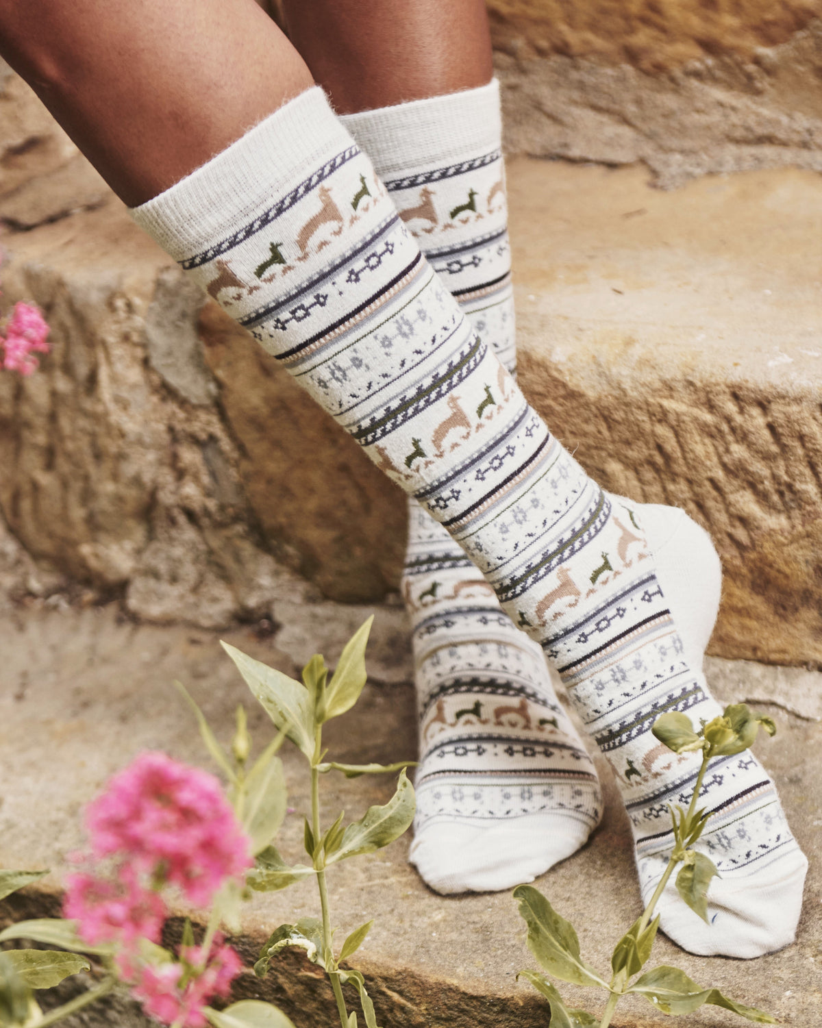 Baby Alpaca Print Crew Socks – Soft Warm Alpaca Socks