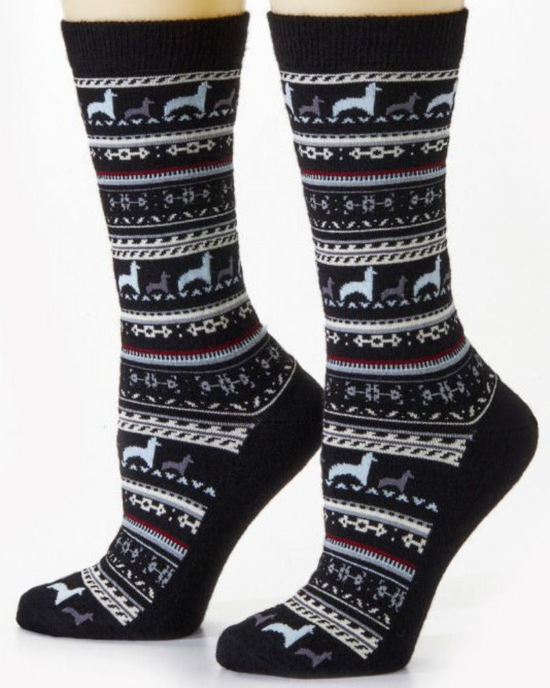 Baby Alpaca Print Crew Socks – Soft Warm Alpaca Socks